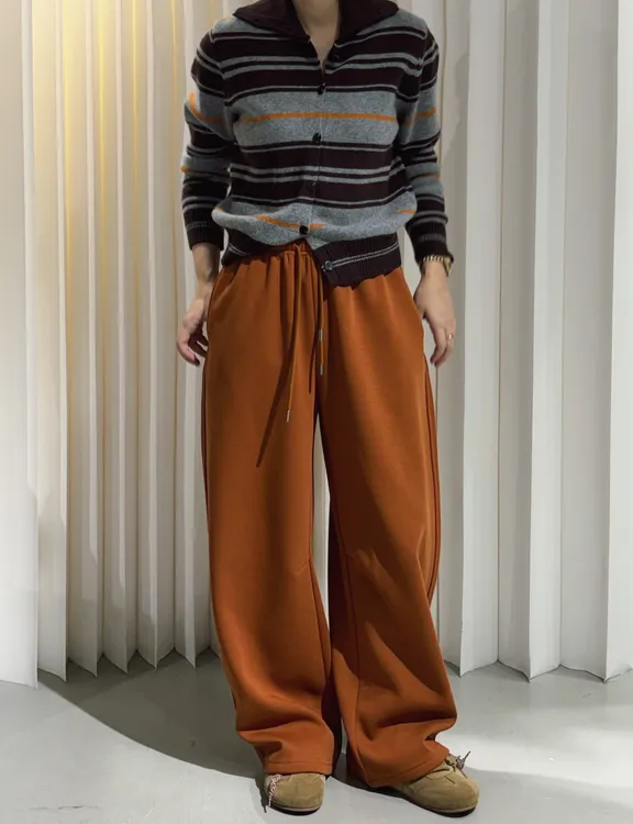 LY LAB 25秋冬时尚设计剪裁奥羊绒加绒加厚长卫裤77165