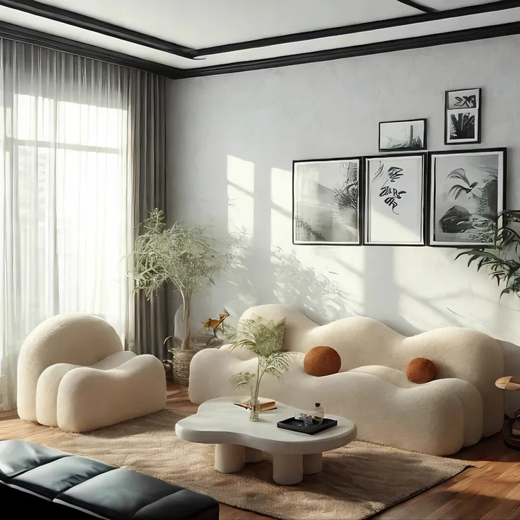 2025新款奶油风美容院休息区接待沙发组合小户型简约服装店沙发