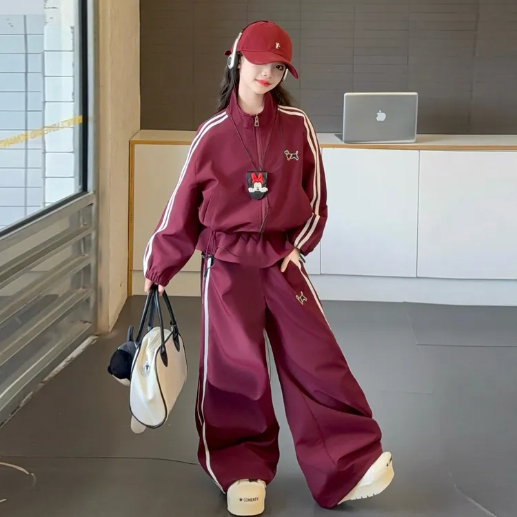 【酷哒仔】女童休闲风拉链外套裤子两件套装2025秋季中大童学生套装