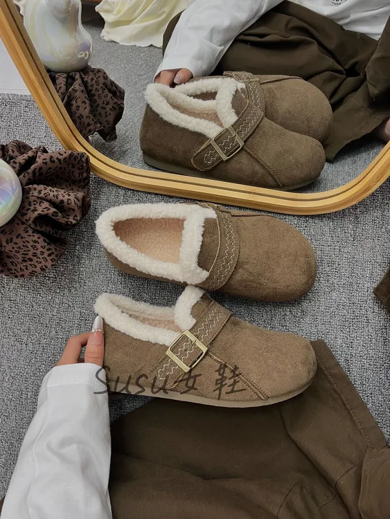 加绒全包勃肯鞋女2025年秋季新款厚底勃肯单鞋一脚蹬懒人豆豆鞋