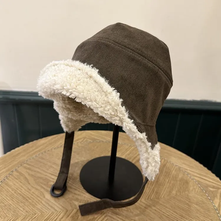 新款加绒麂皮绒双面戴雷锋帽百搭加厚毛绒防寒冬天骑车保暖护耳帽