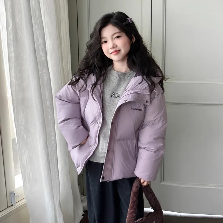 女童加厚棉服冬款2025新款儿童洋气冬装外套女大童面包服短款棉衣