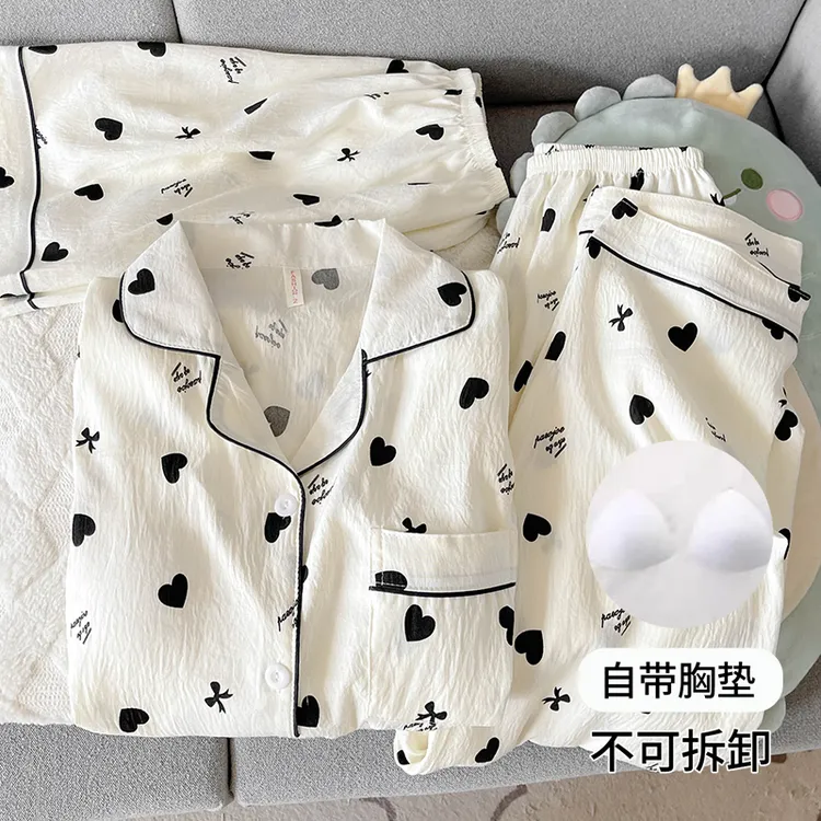 【带胸垫】睡衣女春夏季短袖短裤三件套卡通大码学生甜美夏天家居服