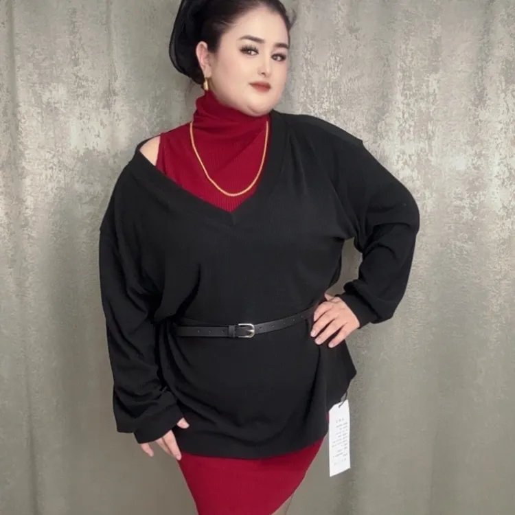 大码甜酷辣妹套装宽松外搭➕修身包臀连衣裙两件套