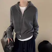 秋冬新款半拉链翻领休闲针织衫女宽松慵懒风百搭长袖打底衫7707