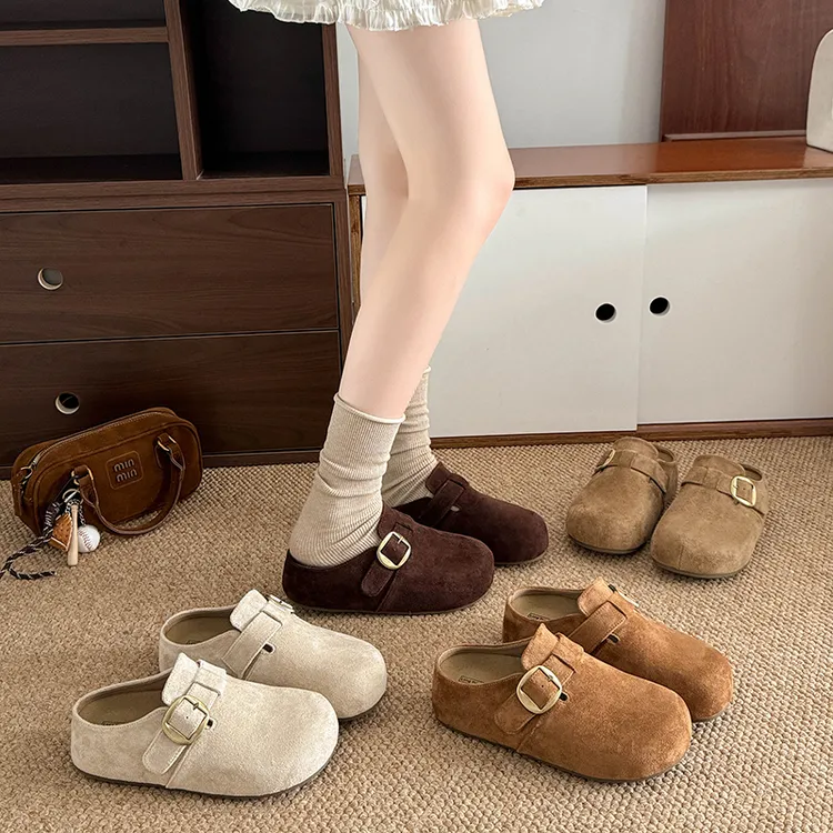 复古软底勃肯鞋女鞋2025新款秋冬百搭隐形增高鞋包头拖鞋外穿款潮