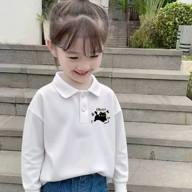 女童春秋纯棉长袖打底衫洋气翻领polo衫中大童韩版T恤女孩上衣潮