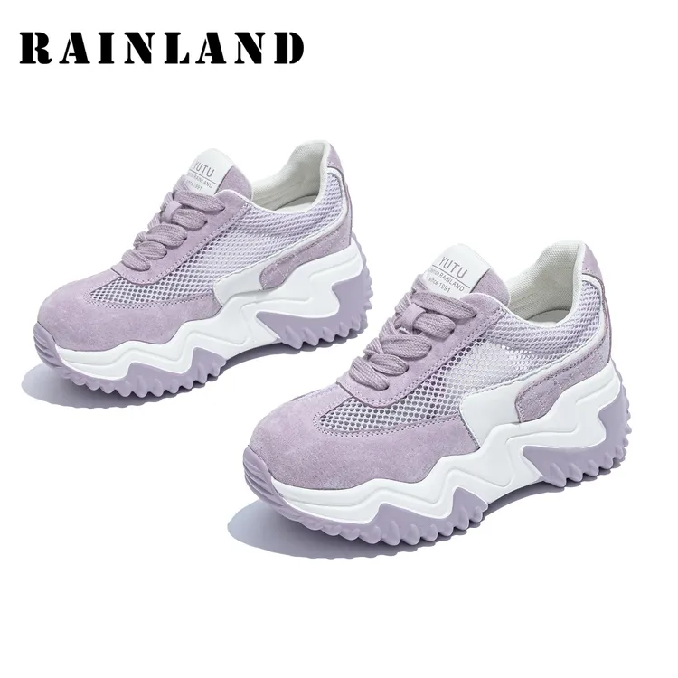 雨土运动休闲女款爆款2025春季新款轻奢百搭网红女鞋平底增高鞋