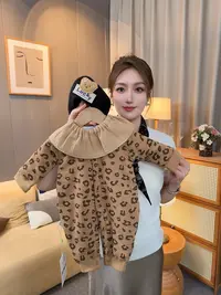 薄棉婴幼儿连身衣保暖棉衣宝宝哈衣爬服棉服春秋季婴儿豹纹