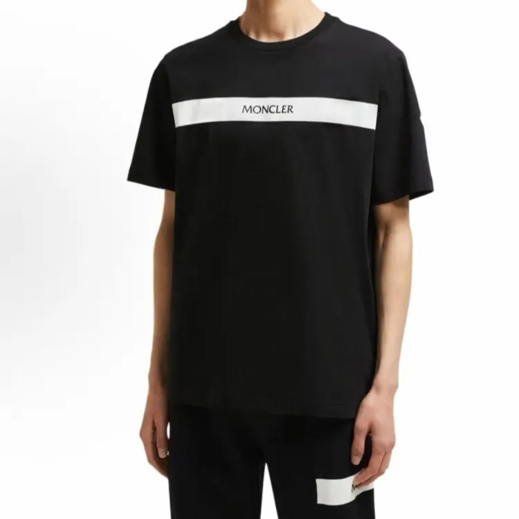 【敏姐专属】全新未使用 MONCLER 盟可睐蒙口黑色白色条纹短袖T恤