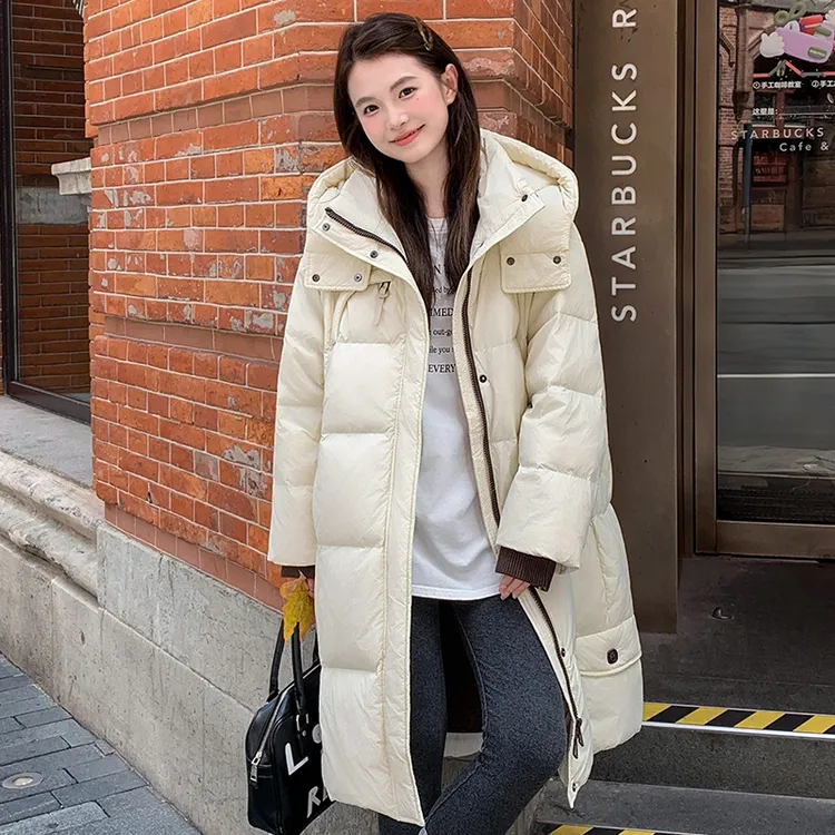 羽绒服女款爆款2025新款冬季胖MM大码时尚韩版宽松优质白鸭绒外套