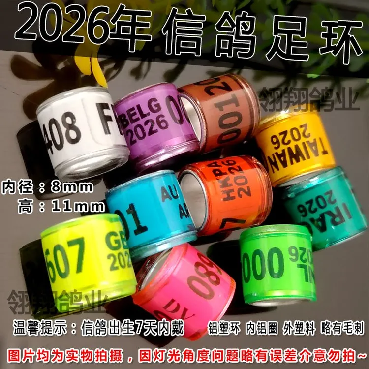 信鸽足环2026年鸽环无证外国鸽环识别环鸽子脚环脚箍鸽子用品鸽具