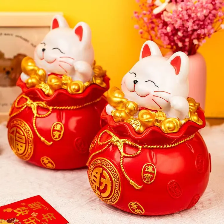 鸿运当头招财猫防摔可存可取免砸款大容量储蓄罐储钱存钱罐摆件