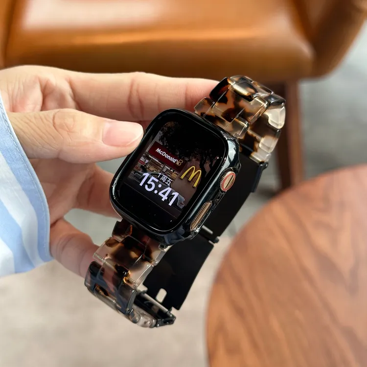 表带哥于适用苹果手表s11树脂龟石花表带夏iwatchs9女款腕带watch