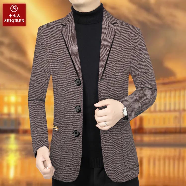 【中国制造】男士西服上衣外套百搭西装单件中年爸爸装休闲高档新品