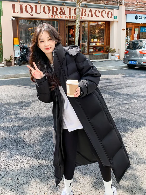 长款羽绒服男女超长过膝冬季2025新款加厚白鸭绒情侣艺考东北黑色