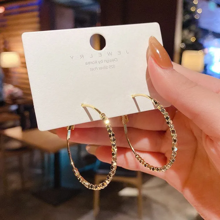 铜合金耳饰 K010圆圈S925银针欧美耳环气质网红简约女耳钉