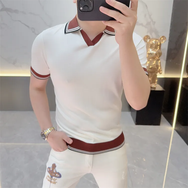 度尚-夏季新款男士高品质冰丝针织薄款时尚休闲翻领POLO衫短袖