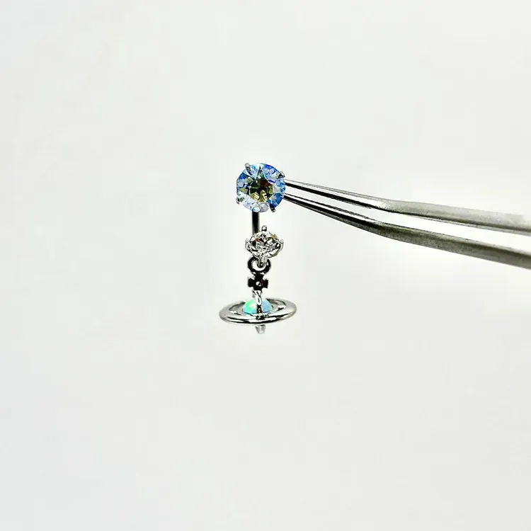 钛钢耳饰 土星马蹄环钛合金内螺旋耳钉养耳洞