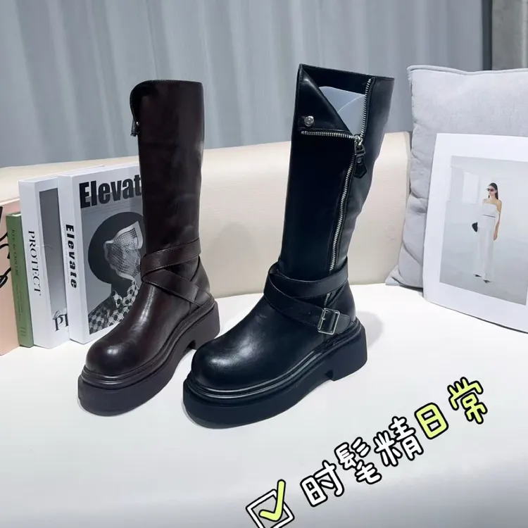 加绒马丁靴小个子小腿粗靴子eva弹力冬季时装靴时尚