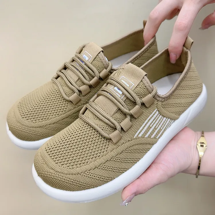 老北京布鞋女春夏新款飞织休闲运动鞋轻便旅游散步鞋中老年健步鞋