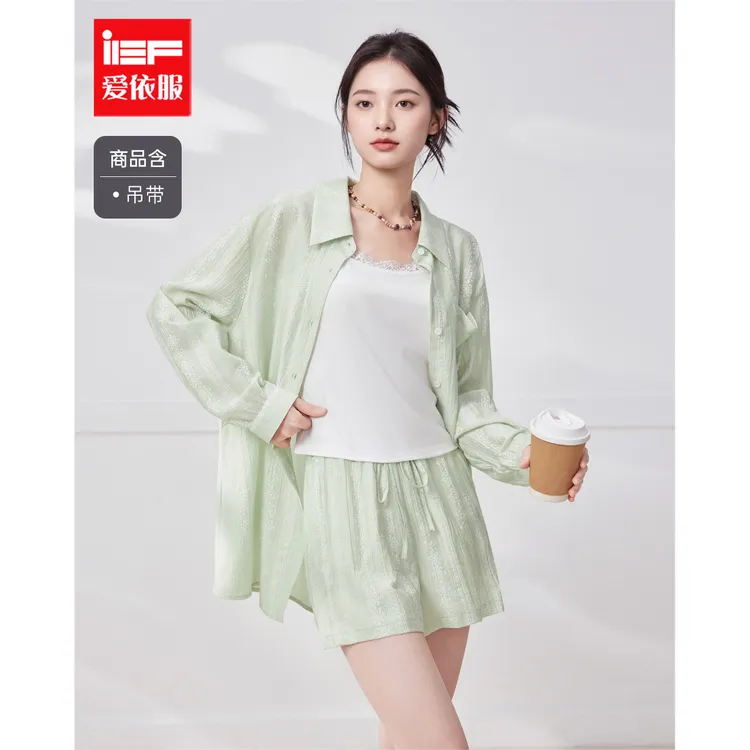 IEF/爱依服时尚套装2025夏季新款韩版休闲通勤慵懒风里外三件套裤