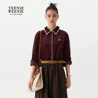 TeenieWeenie小熊25秋新款宽松翻领优雅时尚舒适上衣TTYA258TCBK