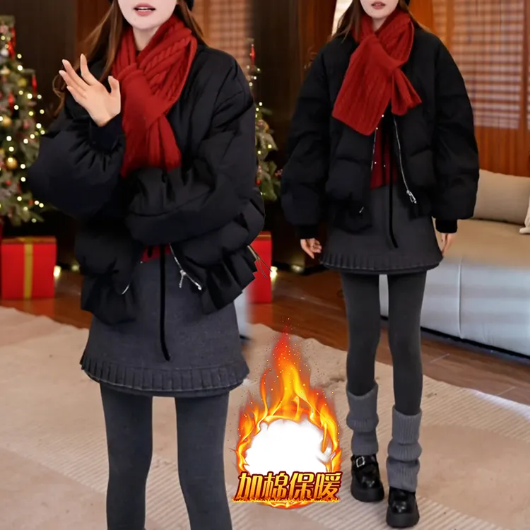 韩系新年氛围感小香风羽绒棉服女2025年冬季新款小个子显瘦面包服