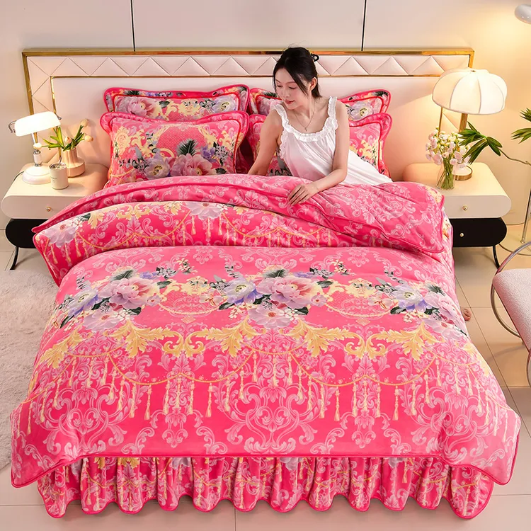 2025正品牛奶绒印花四件套亲肤亲肤加绒