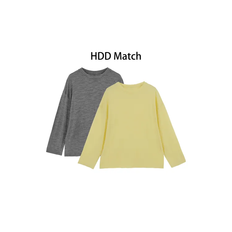 HDD- "质感单品" 100%羊毛 秋冬女款宽松纯色打底T恤上衣 Y9057