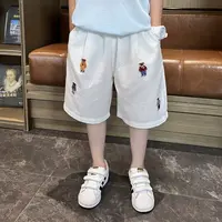 男童夏季轻薄白色短裤2025新款中童简约百搭五分裤休闲裤童趣裤子