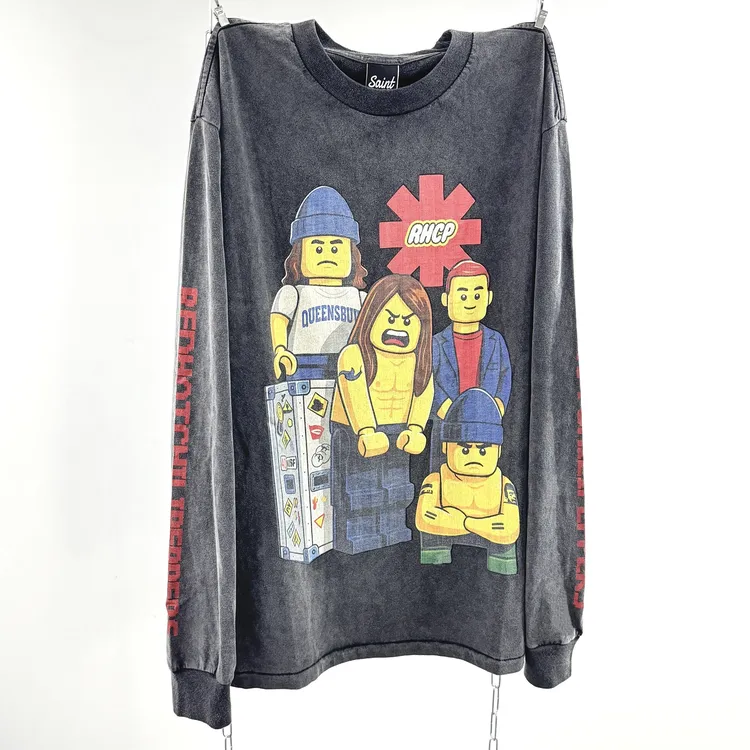 【RHCP红辣椒乐队联名】SAINT联名三方摇滚洗水做旧vintage潮牌长袖