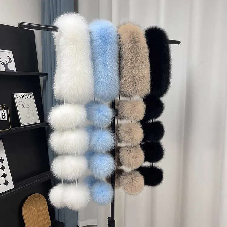 大毛球球保暖围脖女冬季新款时尚高级感仿皮草气质毛毛围巾脖套