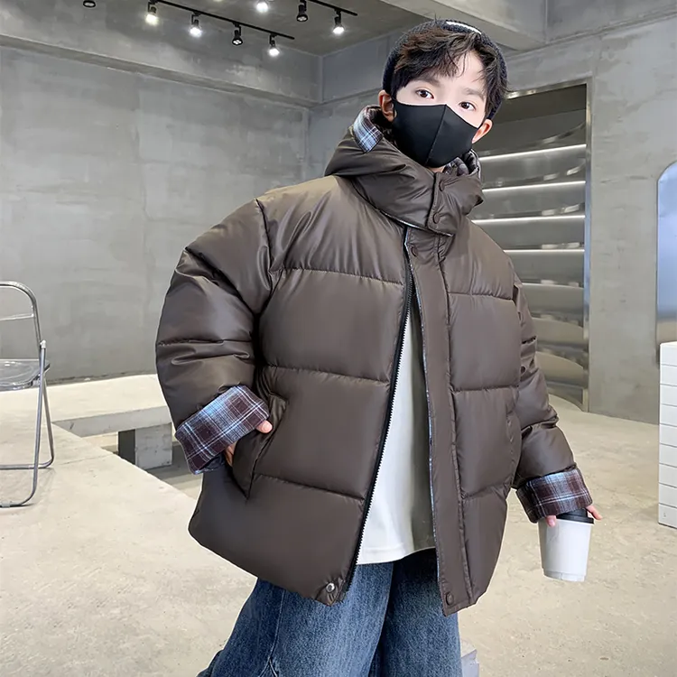 儿童装男童冬季加厚棉服中大童新款小羊皮免洗棉袄男孩保暖外套