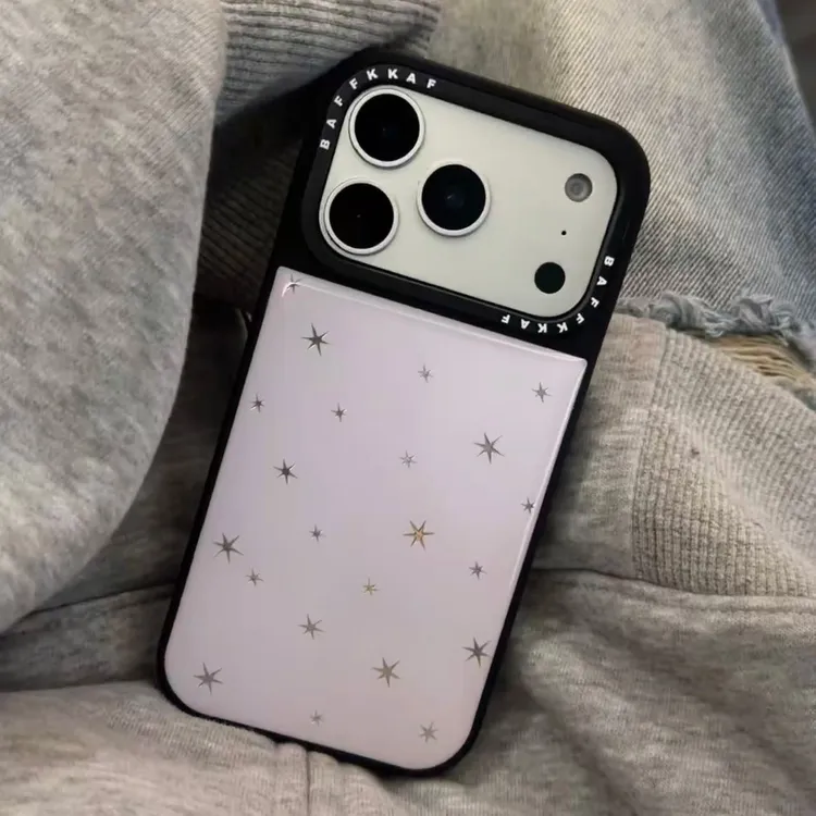 韩系简约少女粉底星星适用iPhone17promax手机壳苹果16可爱15新款