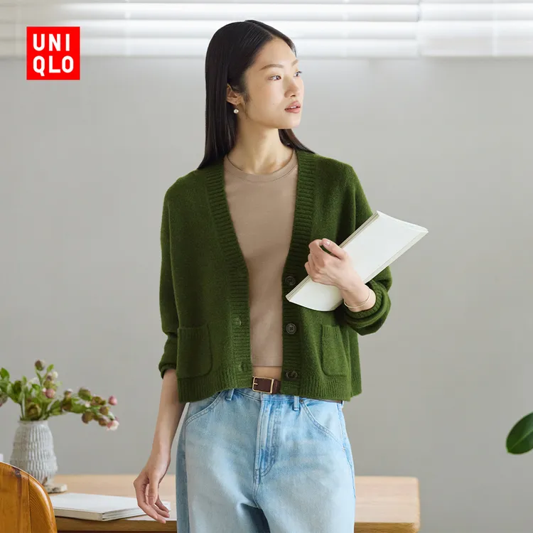 优衣库女装舒芙蕾针织短开衫/外套空调衫通勤25秋冬新款478339