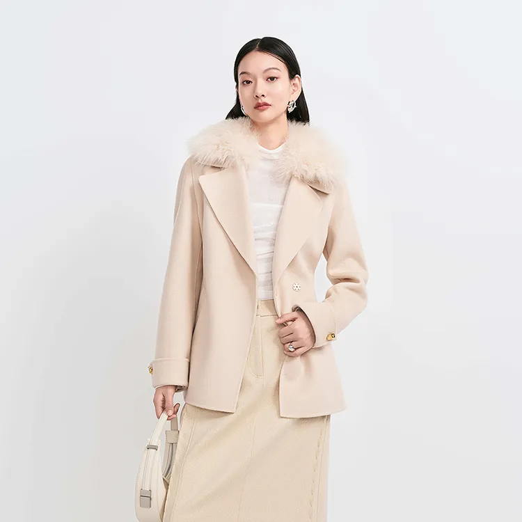 【商场同款】HPLY荷比俪冬女可拆卸毛领收腰系带大衣HME43520452