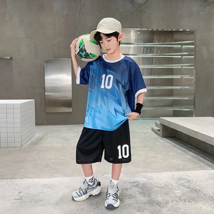 男童夏装短袖篮球服2025新款6-12岁男孩夏季薄款速干吸汗训练服潮