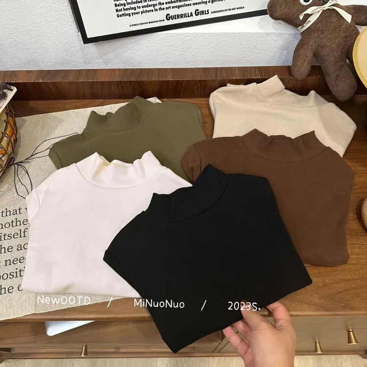 男女童打底衫纯色宽松内搭春秋儿童韩国童装打底衫A类T恤