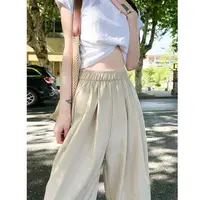 长裤夏季高腰休闲裤浪锦专业女裤阔腿裤宽松直筒【C区】3583 C16-2