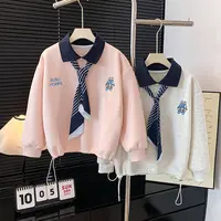 【加绒卫衣】新款秋冬季女童时尚百搭洋气POLO领加绒卫衣