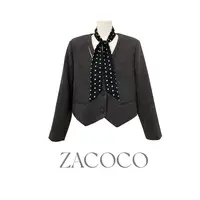 【ZACOCO】轻奢显瘦高腰法式时尚职场小众拼接短款西装外套3385