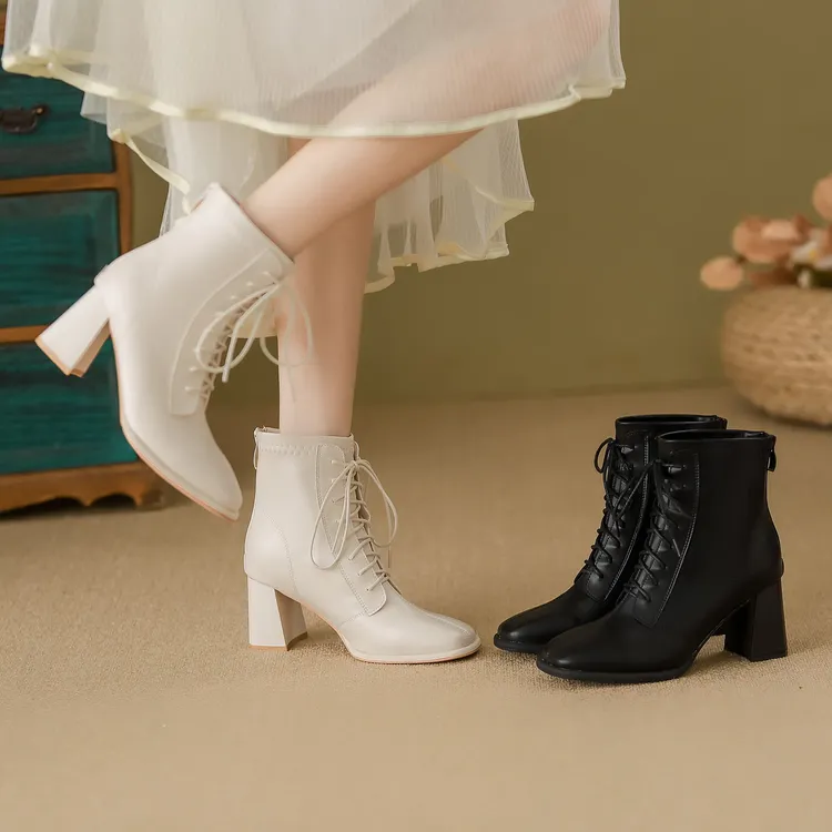 方头秋冬女春秋高跟英伦风时尚马丁靴靴子简约时装靴2025上班鞋子