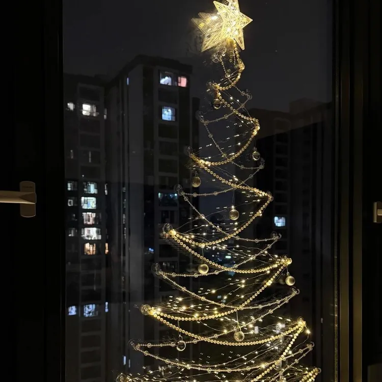 圣诞节客厅落地窗diy圣诞树挂件道具圣诞节氛围场景布置圣诞树hh