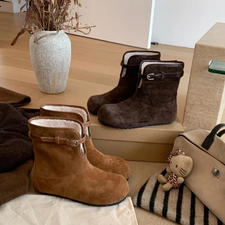 &两穿加厚加绒厚底短靴小个子显高雪地靴