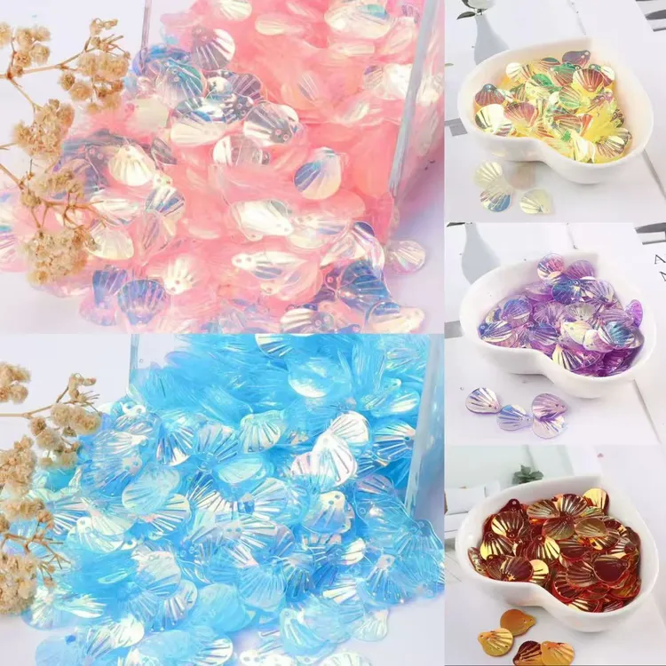 有文精选 炫彩金光透明贝壳鱼鳞片手工diy炫彩靓丽发饰配件