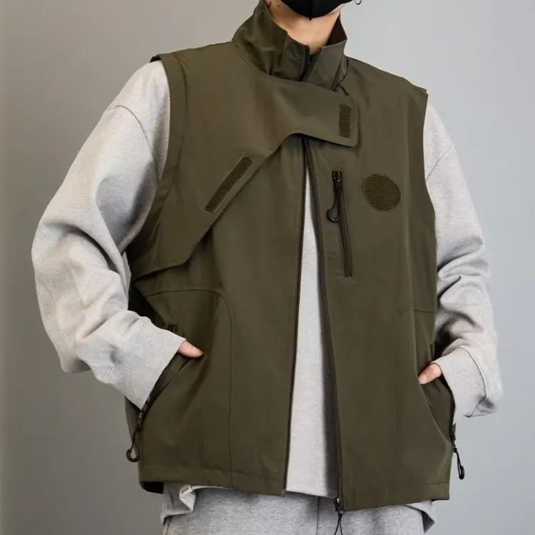 美式重磅百搭马甲简约文艺ins春季休闲立领宽松型新款青春流行男