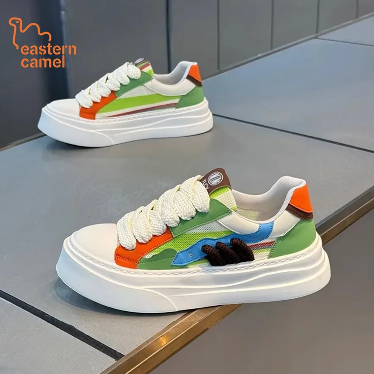 东方骆驼男鞋夏季透气布面休闲潮鞋韩版小白鞋厚底增高运动板鞋男