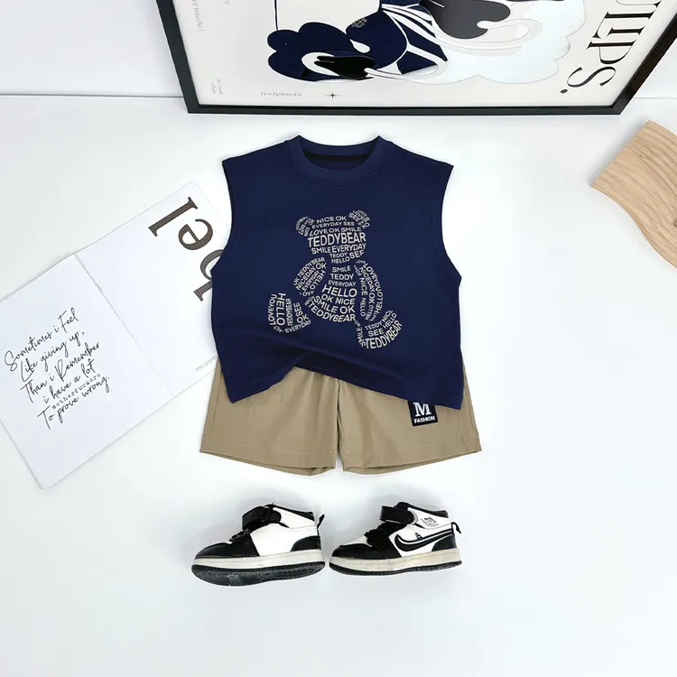 儿童背心套装无袖男童2025新款洋气 HZ25519 悠悠童话联名泰迪熊