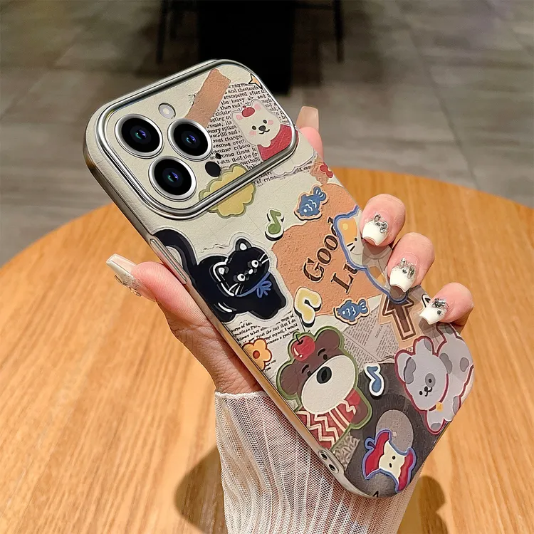 英文报纸小狗猫咪适用苹果17promax手机壳iphone16pro创意15pro女